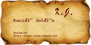 Koczó Jolán névjegykártya