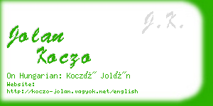 jolan koczo business card